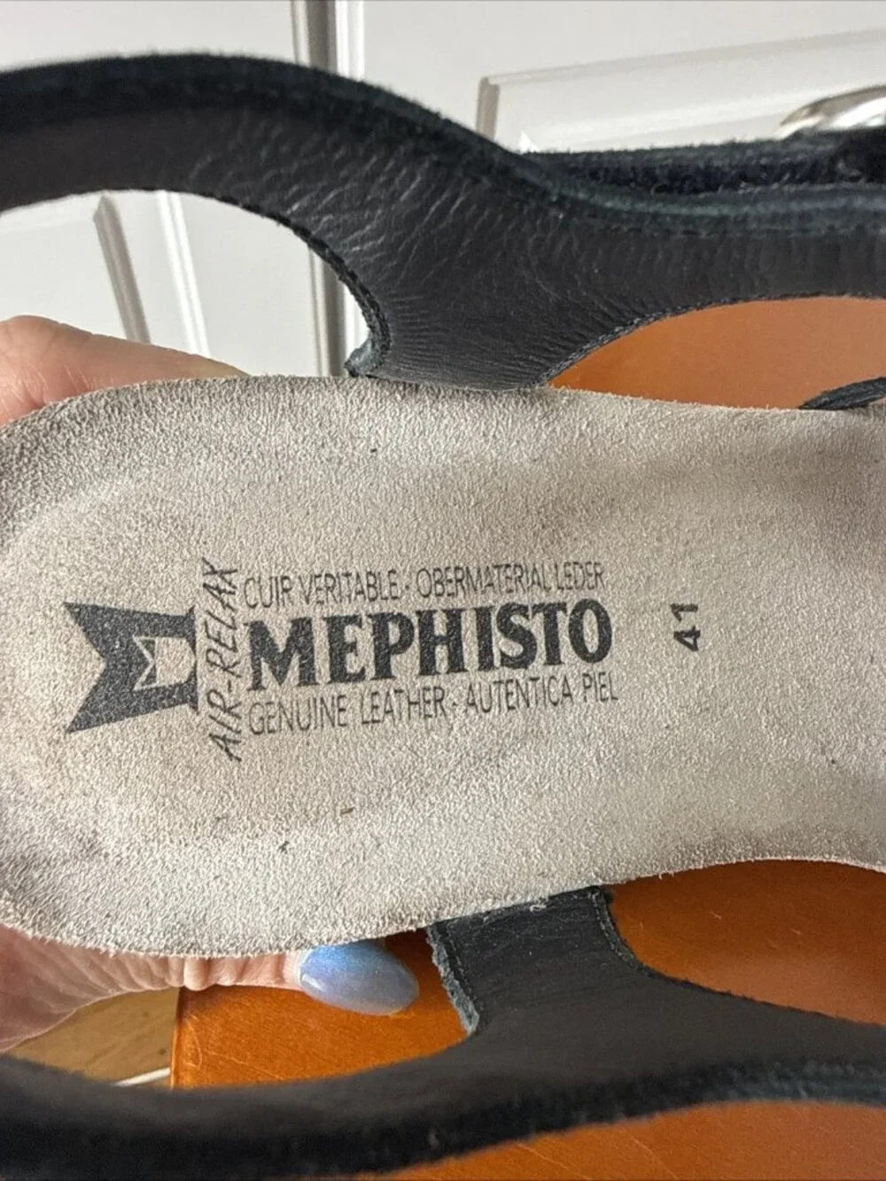 Mephisto Matilde Sandal Womens size 41/ 9.5-10 Black Wedge Heel Comfortable $279